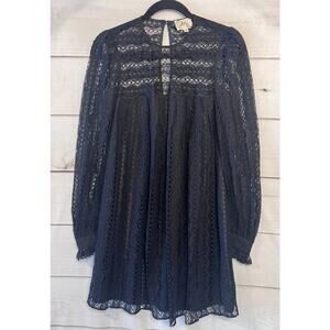 MILLY New York Size 4 Black Lace Long‎ Sleeve Dress Classy Chic!